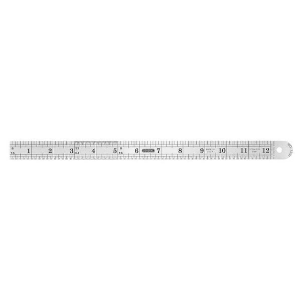 GENERAL 1201ME Precision Measuring Ruler, SAE/Metric Graduation, Stainless Steel, Black, 7/8 in W