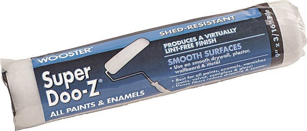 WOOSTER R206-9 Paint Roller Cover, 3/16 in Thick Nap, 9 in L, Woven Fabric Cover, White