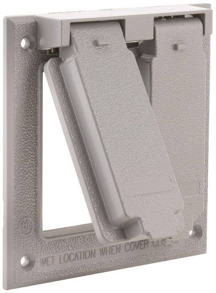 HUBBELL 5145-0 Cover, 4-1/2 in L, 4-9/16 in W, Aluminum, Gray, Powder-Coated
