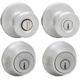 Kwikset 695T26DCP6ALRCSK6 Knob Lockset, 3 Grade, Keyed Key, Satin Chrome, 2-3/8 x 2-3/4 in Backset, K6 Keyway