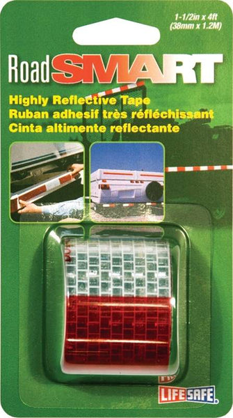 INCOM RE800 Reflective Tape, 4 ft L, 1-1/2 in W, Red/Silver