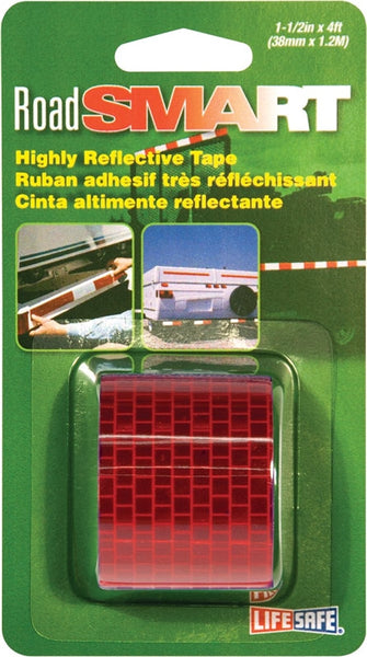 INCOM RE804 Reflective Tape, 4 ft L, 1-1/2 in W, Red