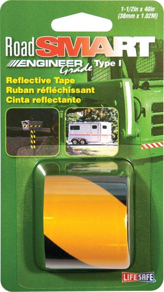 INCOM RE838 Reflective Tape, 40 in L, 1-1/2 in W, Black/Yellow