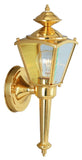 Boston Harbor 4003H-2 Outdoor Wall Lantern, 120 V, 60 W, Steel Fixture, Polished Brass Fixture