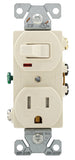 Eaton Cooper Wiring TR274LA Combination Switch/Receptacle, 2 -Pole, 15 A, 120 V Switch, 125 V Receptacle