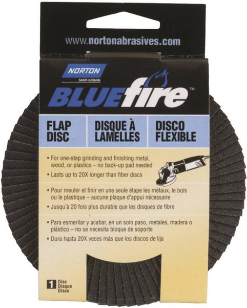 NORTON 03212 Flap Disc, 4-1/2 in Dia, 5/8-11 Arbor, Coated, P60 Grit, Coarse, Zirconia Aluminum Abrasive