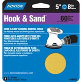 NORTON 49158 Sanding Disc, 5 in Dia, Coated, P60 Grit, Coarse, Aluminum Oxide Abrasive