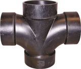 CANPLAS 102184BC Double Sanitary Cross, 3 in, Hub, ABS, Black