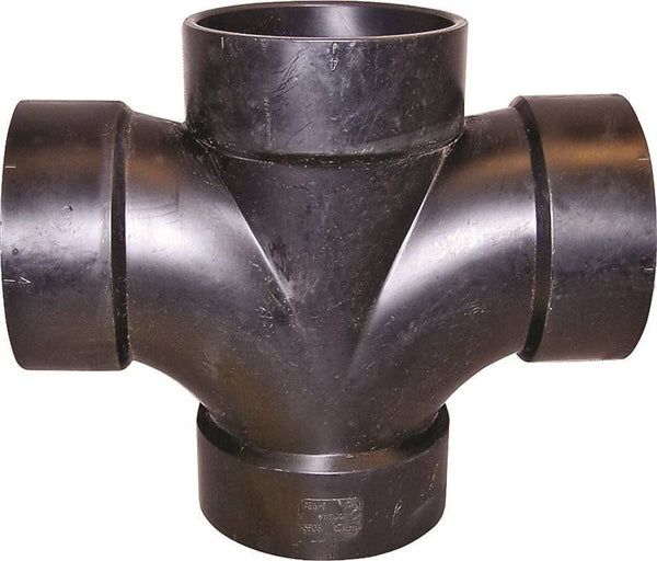 CANPLAS 102184BC Double Sanitary Cross, 3 in, Hub, ABS, Black