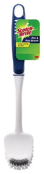 Scotch-Brite 496 Cleaning Brush, 12 in OAL, Blue/White Handle
