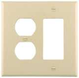 Eaton Wiring Devices PJ826LA Combination Wallplate, 4.9 in L, 4.86 in W, Mid, 2 -Gang, Polycarbonate, Light Almond