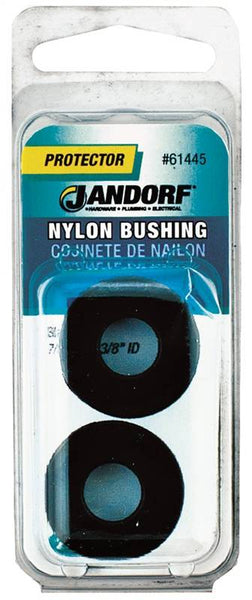 Jandorf 61445 Conduit Bushing, Nylon, Black, 3/8 in Dia Panel Hole, 0.406 in Thick Panel