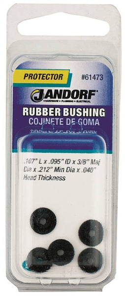 Jandorf 61473 Conduit Bushing, 0.095 in Dia Cable, Rubber, Black, 0.04 in Thick Panel