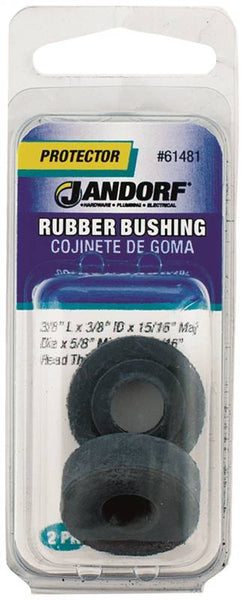 Jandorf 61481 Conduit Bushing, 3/8 in Dia Cable, Rubber, Black, 5/16 in Thick Panel