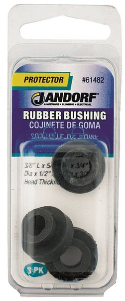 Jandorf 61482 Conduit Bushing, 3/8 in Dia Cable, Rubber, Black, 3/16 in Thick Panel