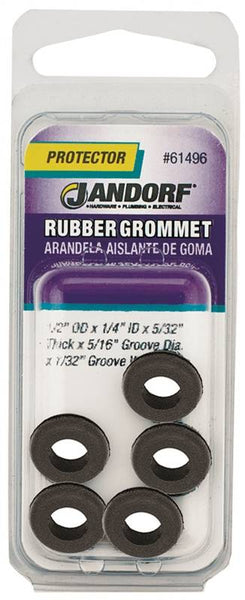 Jandorf 61496 Grommet, Rubber, Black, 5/32 in Thick Panel