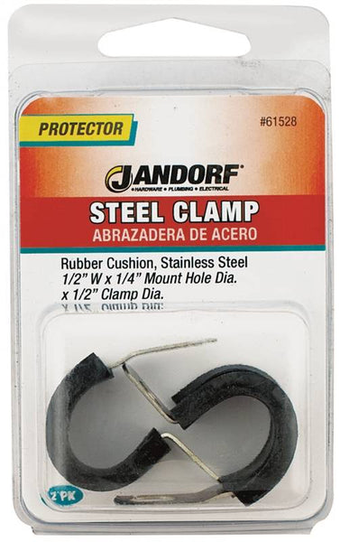 Jandorf 61528 Cushion Clamp, Rubber/Stainless Steel, Black
