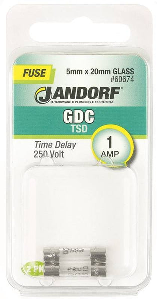 Jandorf 60674 Time Delay Fuse, 1 A, 250 V, 35 A Interrupt, Glass Body