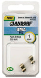 Jandorf 60682 Fast Acting Fuse, 1 A, 250 V, 35 A, 10 kA Interrupt, Glass Body