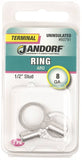 Jandorf 60791 Ring Terminal, 8 AWG Wire, 1/2 in Stud