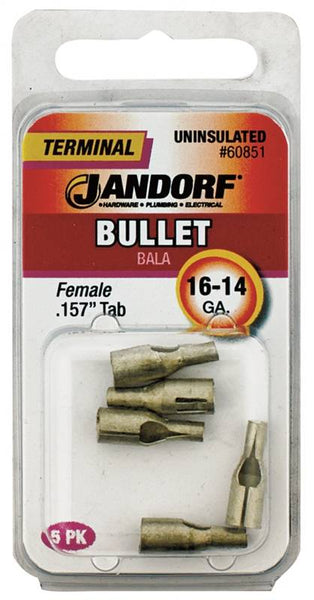 Jandorf 60851 Bullet Terminal, 600 V, 16 to 14 AWG Wire, Copper Contact
