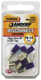 Jandorf 60880 Disconnect Terminal, 16 to 14 AWG Wire, Vinyl Insulation, Copper Contact, Blue