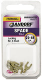 Jandorf 60977 Spade Terminal, 600 V, 22 to 18 AWG Wire, #6 Stud, Copper Contact