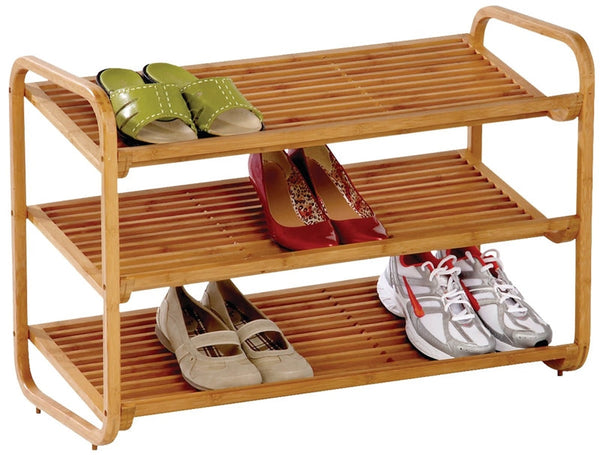 Honey-Can-Do SHO-01599 Shoe Rack, 3-Shelf, 36 in W, 24 in H, Bamboo, Brown