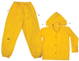 CLC R102L Rain Suit, L, 170T Polyester, Yellow, Detachable Collar