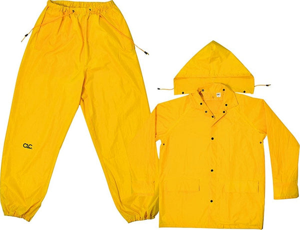 CLC R102M Rain Suit, M, 170T Polyester, Yellow, Detachable Collar