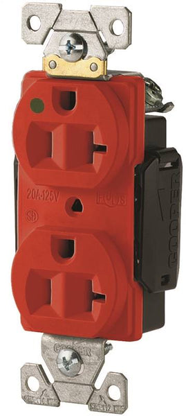 Eaton Wiring Devices AH8300RD Duplex Receptacle, 2 -Pole, 20 A, 125 V, Back, Side Wiring, NEMA: 5-20R, Red