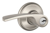 Schlage F Series F51VMER619 Entry Door Lock, 2 Grade, Keyed Key, Metal, Satin Nickel, Lever Handle, Reversible Hand