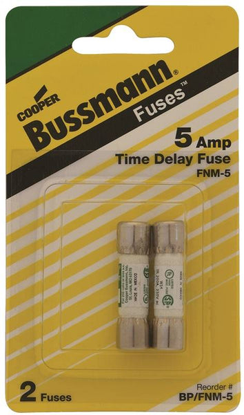 Bussmann BP/FNM-5 Time Delay Fuse, 5 A, 250 V, 200 A, 10 kA Interrupt, Melamine Body