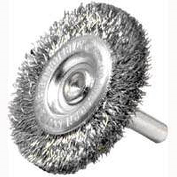 Weiler 36412 Wire Wheel Brush, 2 in Dia, 1/4 in Arbor/Shank, Steel Bristle