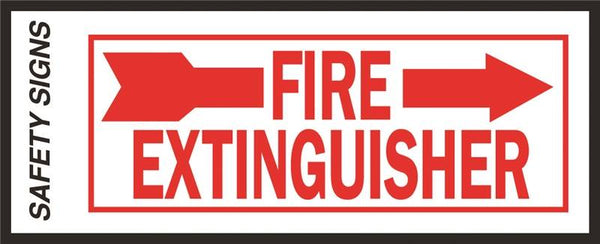 HY-KO FE-2R Safety Sign, Fire Extinguisher Right Arrow, Red Legend, Vinyl, 10 in W x 4 in H Dimensions