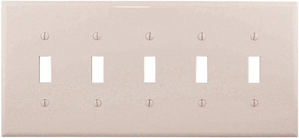 Eaton Wiring Devices PJ5W Wallplate, 10-1/2 in L, 4.88 in W, 5 -Gang, Polycarbonate, White, High-Gloss