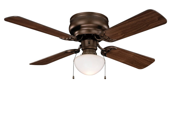 Boston Harbor Ceiling Fan, 4-Blade, Venetian Bronze Housing, 42 in Sweep, MDF Blade, 3-Speed