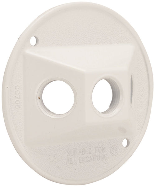 HUBBELL 5197-1 Lampholder Cluster Cover, 4-1/8 in Dia, 1.094 in L, 4-1/8 in W, Round, Metal, White, Powder-Coated