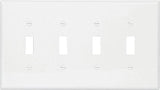 Eaton Wiring Devices PJ4W Wallplate, 4-7/8 in L, 8.56 in W, 4 -Gang, Polycarbonate, White, High-Gloss