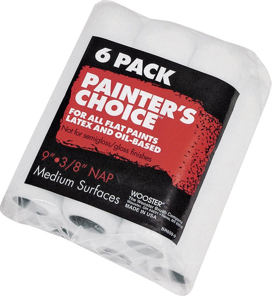 WOOSTER R959-9 Paint Roller Cover, 3/8 in Thick Nap, 9 in L, Knit Fabric Cover, Mint Green