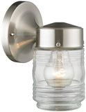 Boston Harbor Outdoor Wall Lantern, 120 V, 60 W, A19 or CFL Lamp, Steel Fixture, Brushed Nickel