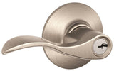 Schlage Accent Series F51A V ACC 619 Entry Lever Lockset, Brass, Satin Nickel