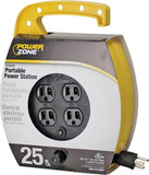 PowerZone ORCR220625 Cord Reel, 25 ft L Cord, 16 AWG Wire, 4 -Socket, 5-15R NEMA Socket, 5-15P NEMA Plug, 125 V