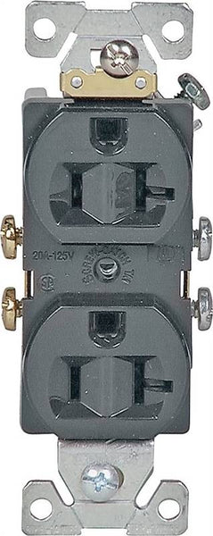 Eaton Wiring Devices 877B-BOX Duplex Receptacle, 2 -Pole, 20 A, 125 V, Side Wiring, Brown