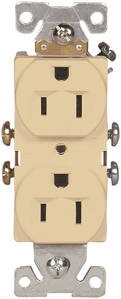 Eaton Wiring Devices 827V-BOX Duplex Receptacle, 2 -Pole, 15 A, 125 V, Side Wiring, NEMA: 5-15R, Ivory