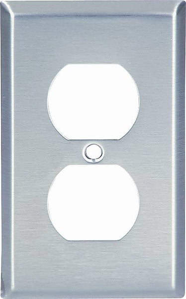 Eaton Wiring Devices 93101-BOX Receptacle Wallplate, 4-1/2 in L, 2-3/4 in W, 1 -Gang, 302 Stainless Steel