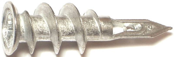 MIDWEST FASTENER 10420 Hollow Wall Anchor with Screw, #8 Thread, 1-1/4 in L, Zinc, 75 lb