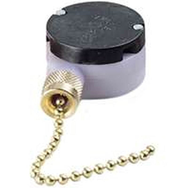 GB GSW-33 Pull Chain Switch, 1-Pole, 125 VAC, 6 A, Brass