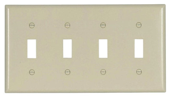 EATON 2154LA-BOX Switch Wallplate, 4-1/2 in L, 8.19 in W, 4 -Gang, Thermoset, Light Almond