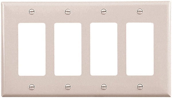 Eaton Wiring Devices PJ264W Wallplate, 4.87 in L, 8.56 in W, 4 -Gang, Polycarbonate, White, High-Gloss
